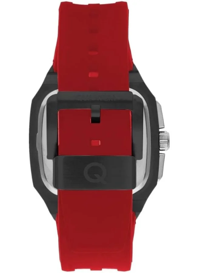 Quantum Men's Quartz Movement Watch, Chronograph Display and Silicone Strap - HNG1033.658, Red