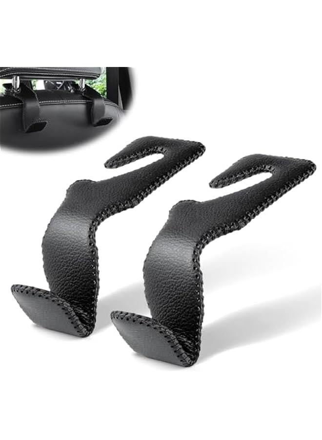 Arabest Premium Leather Car Seat Headrest Hooks for Handbags, Coats, Umbrellas, and More - Set of 2 - Image 1