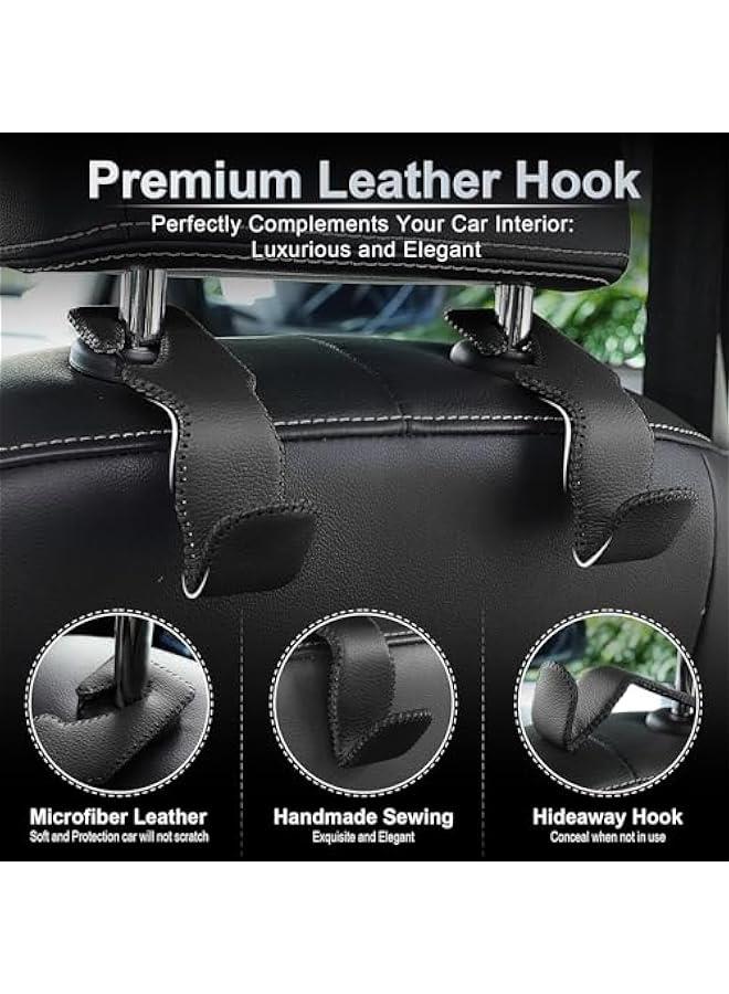 Arabest Premium Leather Car Seat Headrest Hooks for Handbags, Coats, Umbrellas, and More - Set of 2 - Image 2