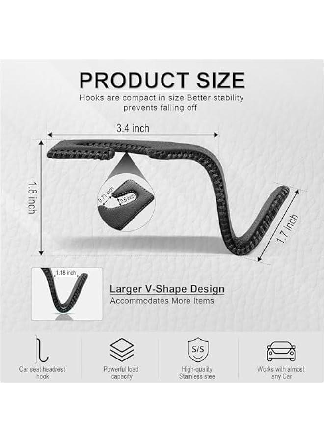 Arabest Premium Leather Car Seat Headrest Hooks for Handbags, Coats, Umbrellas, and More - Set of 2 - Image 3
