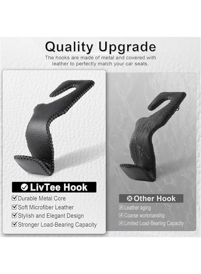 Arabest Premium Leather Car Seat Headrest Hooks for Handbags, Coats, Umbrellas, and More - Set of 2 - Image 4