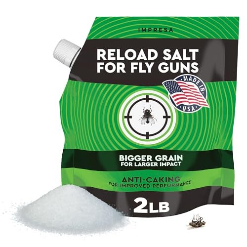 Impresa 2 lb Fly Shooter Refill Salt Compatible with Bug A Salt 3.0 Large-Grain Non-Caking Crystals for Fly Gun Reloads - Classic White Bag, Easy-Pour Spout for Bug Shooter Reloads - Image 1
