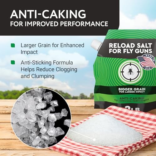 Impresa 2 lb Fly Shooter Refill Salt Compatible with Bug A Salt 3.0 Large-Grain Non-Caking Crystals for Fly Gun Reloads - Classic White Bag, Easy-Pour Spout for Bug Shooter Reloads - Image 3
