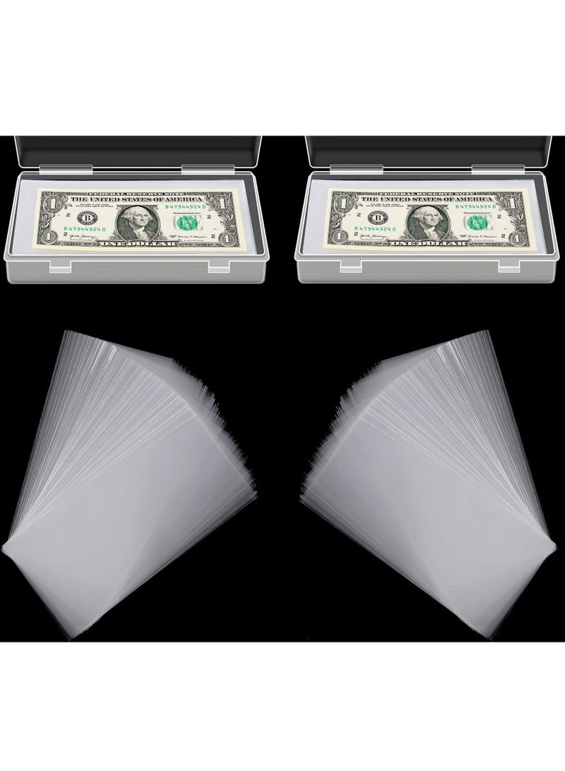 SYOSI 200 Pieces Currency Sleeves, Plastic Paper Money Holders, for Collectors Bill Holders Money Sleeves Protector for Regular Bills Protector Case Supplies  - Image 2