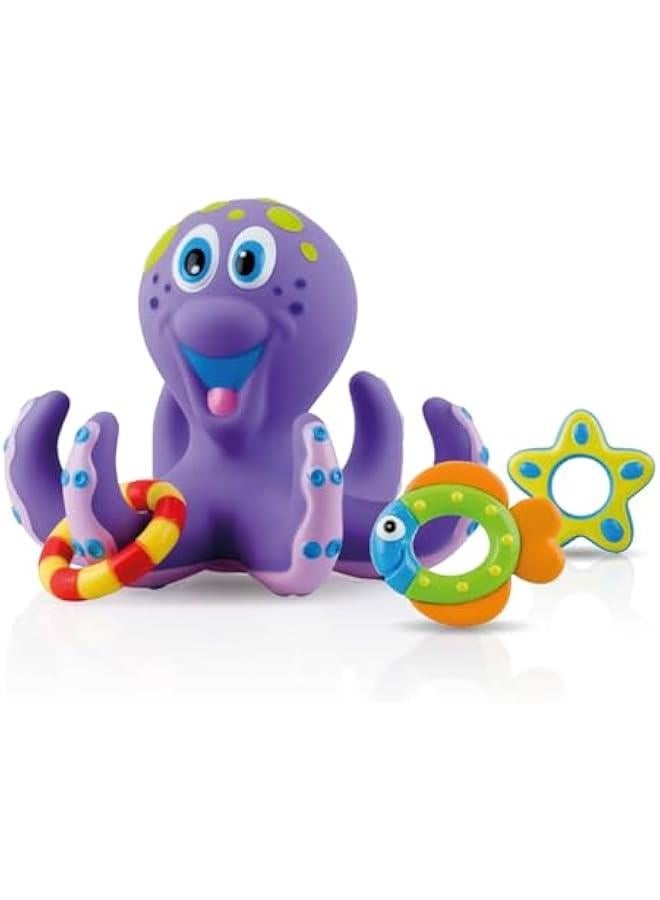 Floating Octopus Toy with 3 Hoopla Rings - Baby Bath Toy for Boys and Girls - 18+ Months - Purple (Pack of 1) - Image 1