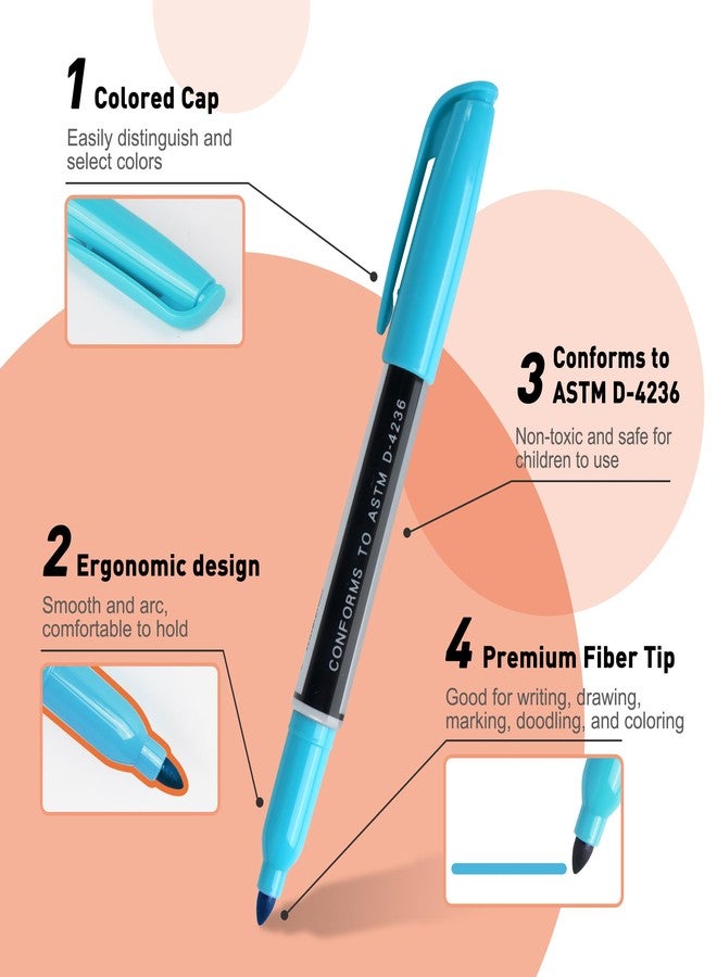 TOWON Permanent Markers 72 Assorted Colors - Waterproof Colored Pens Set 45 Fine Tip, 8 Ultra Fine, 8 Chisel Tip, 6 Neon, 5 Metallic Markers Home Office Store Supplies for Adults Coloring - Image 5