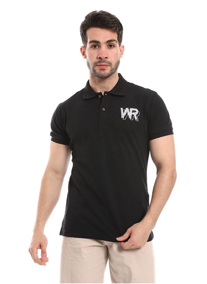 WHITE RABBIT - Plain Comfy Black Polo Shirt - Image 1