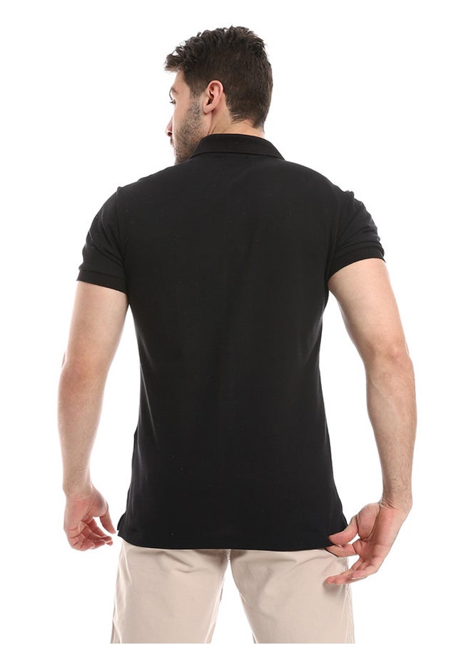 WHITE RABBIT - Plain Comfy Black Polo Shirt - Image 1