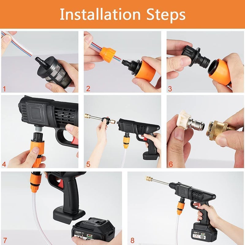 AAGNA Cordless 48V Electric Car Pressure Washer Car Washer Gun with Accessories Portable Power Cleaner with Nozzle Suitable for Car Washing Gardening Fences Siding Watering Flowers Cleaning Floors - Image 3