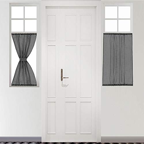 cozy night Cozynight Gray Sheer Tier Curtains 36 inch Length Linen Curtain Sheers Transparent Half Window Curtains Kitchen Tiers Bathroom Cafe Curtain Light Filtering Rod Pocket 2 Panels - Image 2