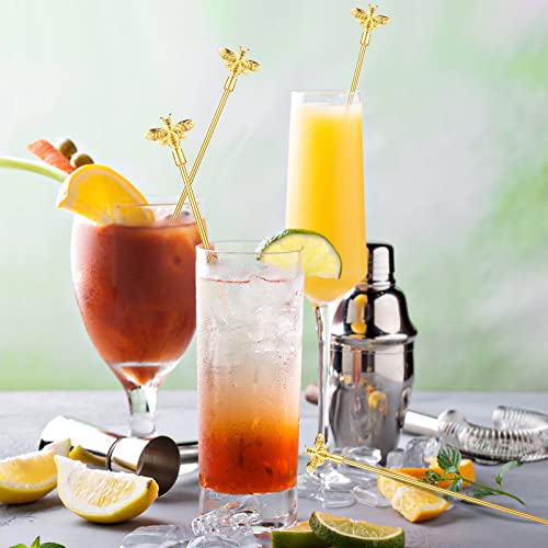GaryVault 4Pcs Bumble Bee Cocktail Stirrers Swizzle Sticks Stainless Steel 7.5" Coffee Beverage Stir Sticks with Gold Decor Top for Mixing Cocktail, Hot Cocoa, Creamer - Image 4