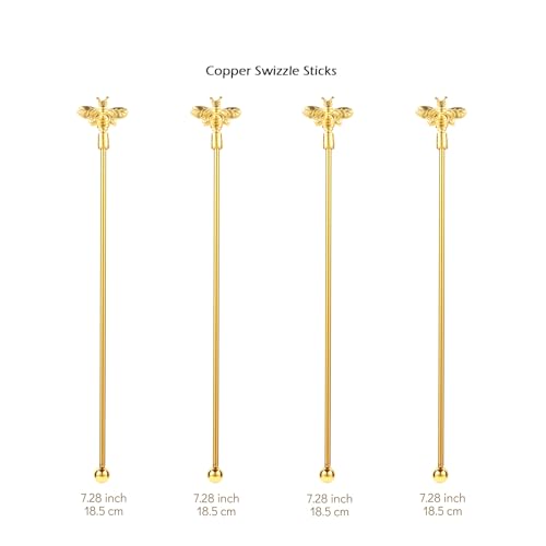 GaryVault 4Pcs Bumble Bee Cocktail Stirrers Swizzle Sticks Stainless Steel 7.5" Coffee Beverage Stir Sticks with Gold Decor Top for Mixing Cocktail, Hot Cocoa, Creamer - Image 2