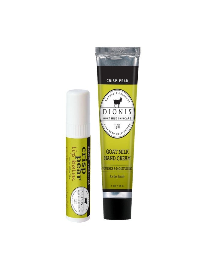 Dionis Goat Milk Skincare Crisp Pear Scented Hand Cream & Lip Balm Set (1 oz and .28 oz) - Safe For Sensitive Skin, Soothes Chapped Lips and Dry Skin, Cruelty-free and Paraben-free - Image 1