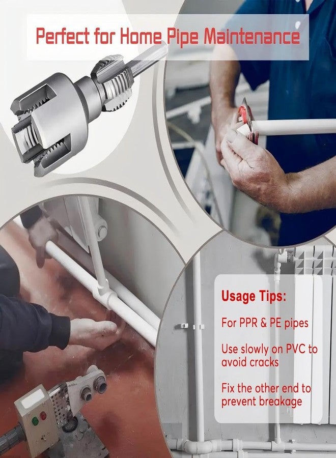 مجموعة أدوات لولبة أنابيب PVC، 3 قطع، مقاسات 1 بوصة، 1/2 بوصة، و3/4 بوصة، لإصلاحات السباكة، مصنوعة من الفولاذ الكربوني، أداة لولبة داخلية وخارجية للأنابيب - Image 3