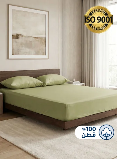 سيد المنسوجات المنزلية طقم شراشف ملائم من القطن، يناسب سرير بحجم 120 × 200 سم، مصنوع من القطن 100٪ ، 200 غرزة ، يحتوي على 2 قطع بحجم  مفرد مع جيب عميق بعمق 30 سم