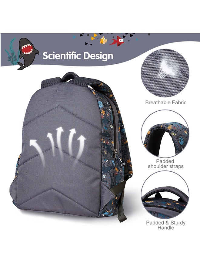 Nohoo حقيبة مدرسية للأطفال 16 بوصة شكل سمكة القرش - رمادي - Image 2