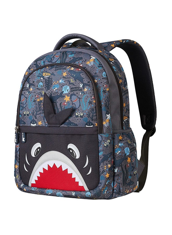 Nohoo حقيبة مدرسية للأطفال 16 بوصة شكل سمكة القرش - رمادي - Image 1