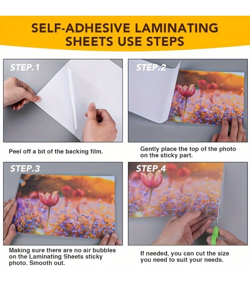 Self Adhesive Laminate 9 X 12 Inch 10 Pcs Matte Self Sealing Clear Film No Machine Required - Image 3