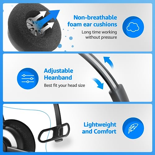 IPD IPH-160 Phone Headset with Noise Cancelling Microphone for Office and Call Center- Comapatible with Polycom VVX, Aastra,Avaya Digital, Nortel,Samsung,Mitel landline Phones. - Image 3