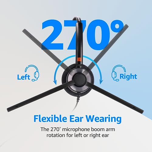 IPD IPH-160 Phone Headset with Noise Cancelling Microphone for Office and Call Center- Comapatible with Polycom VVX, Aastra,Avaya Digital, Nortel,Samsung,Mitel landline Phones. - Image 4