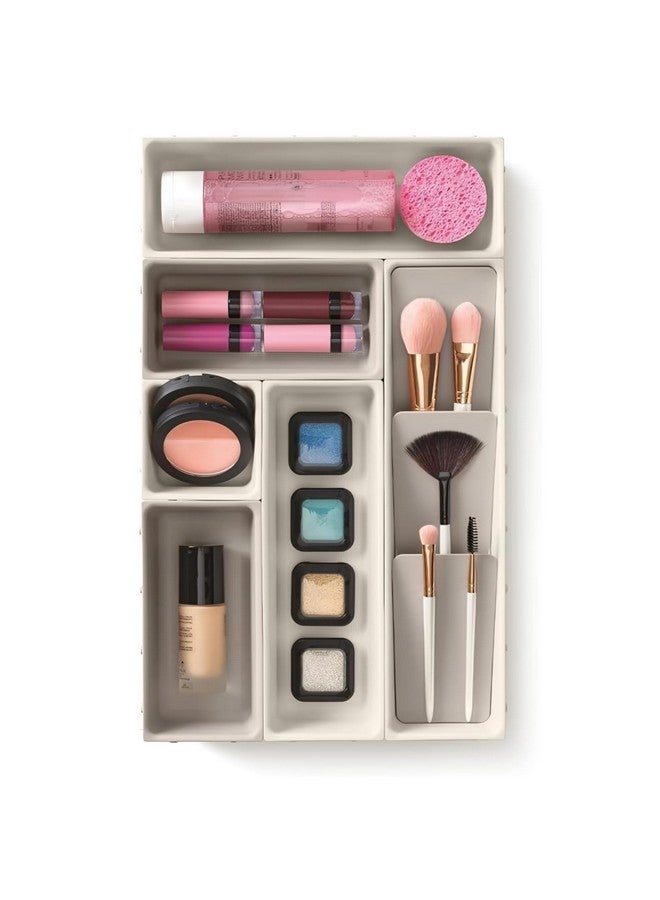 VISUAL ARREST 7-Piece Makeup Drawer Organizer Set Customizable Compartments Storage Trays for Cosmetics Jewelry Detachable Dividers Multipurpose Storage Boxes for Makeup Modular Drawer Organizer - Image 1