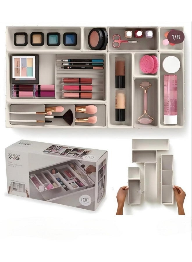 VISUAL ARREST 7-Piece Makeup Drawer Organizer Set Customizable Compartments Storage Trays for Cosmetics Jewelry Detachable Dividers Multipurpose Storage Boxes for Makeup Modular Drawer Organizer - Image 4