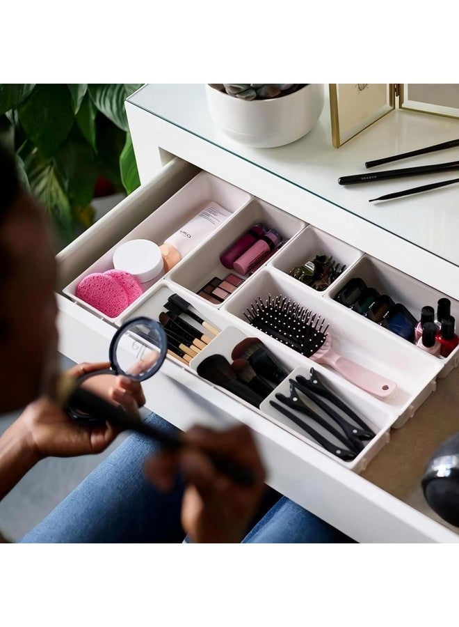 VISUAL ARREST 7-Piece Makeup Drawer Organizer Set Customizable Compartments Storage Trays for Cosmetics Jewelry Detachable Dividers Multipurpose Storage Boxes for Makeup Modular Drawer Organizer - Image 5