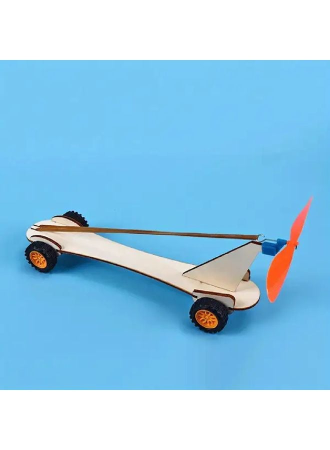 مجموعة سيارة تعمل بشريط مطاطي للهواة - لعبة تجربة فيزيائية - مشروع تعليمي مدرسي - هدية - مروحة صفراء وبرتقالية - Image 5