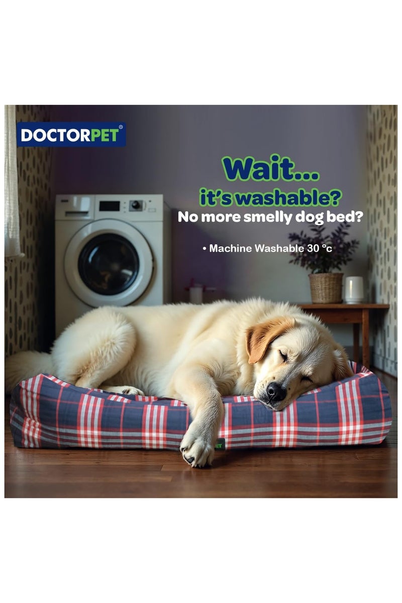 DOCTERPET Doctor Pet Danish Series Rectangle Pet Bed Large - 95x75x22cm - Soft Washable Fabric, Reversible Cushion, Non-Slip Base – Ideal for Large Cats & Dogs - Image 4