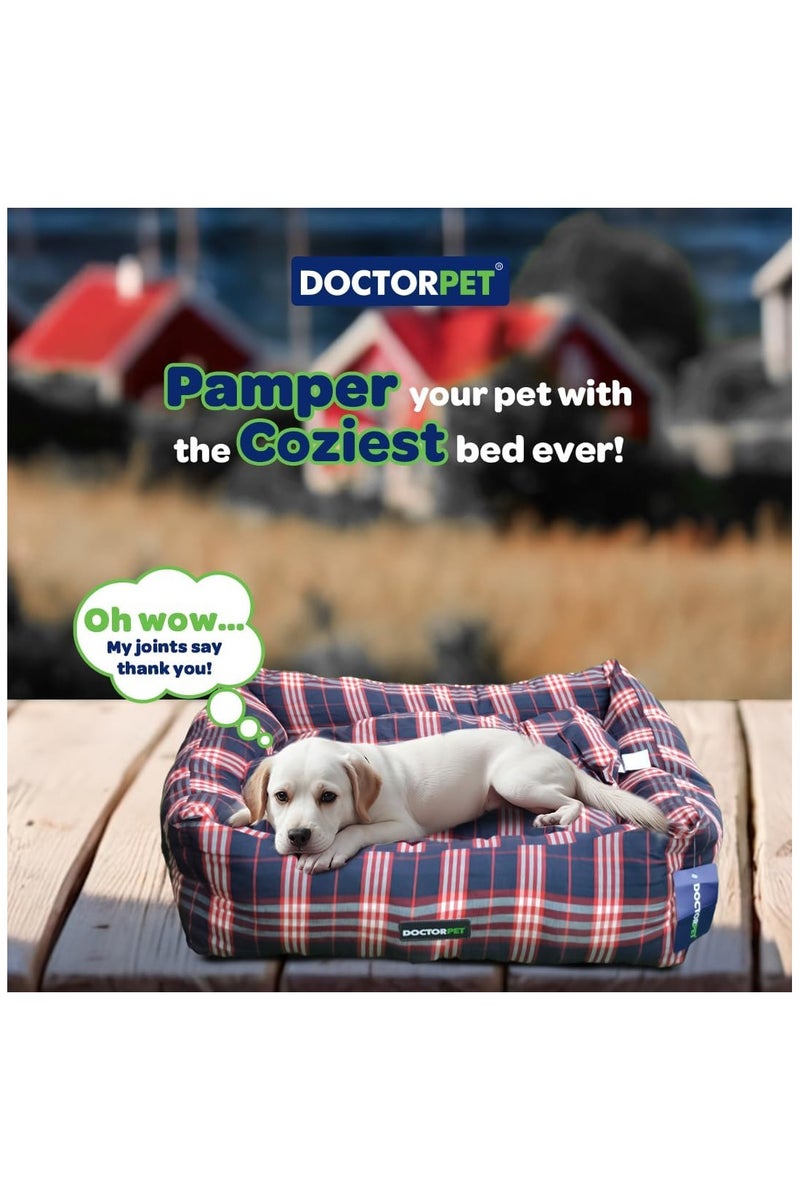 DOCTERPET Doctor Pet Danish Series Rectangle Pet Bed Large - 95x75x22cm - Soft Washable Fabric, Reversible Cushion, Non-Slip Base – Ideal for Large Cats & Dogs - Image 5