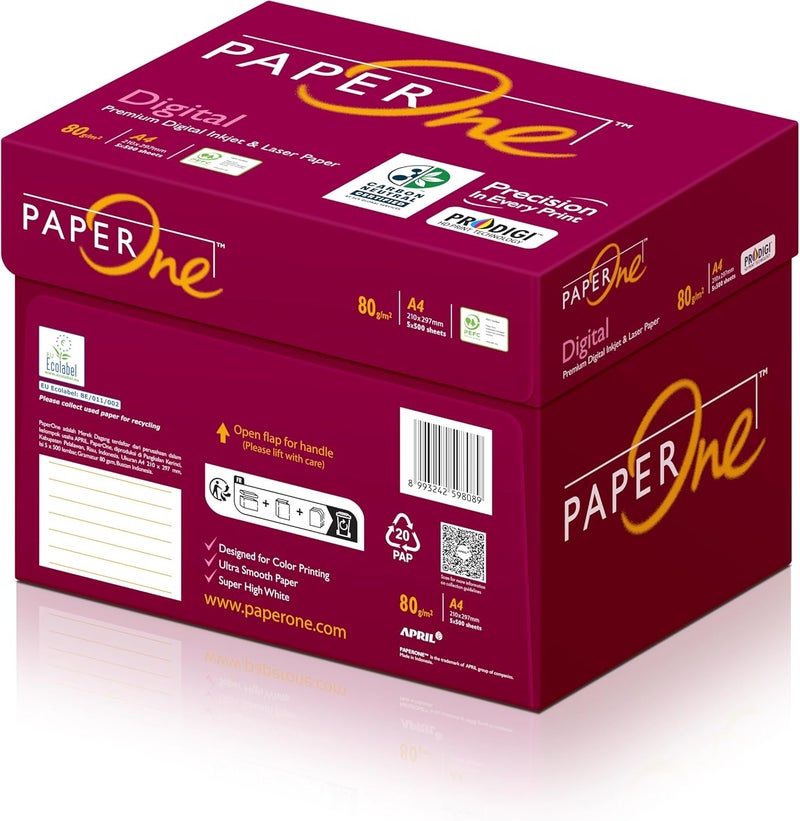 PaperOne™ Digital Carbon Neutral Premium Copy Paper, 80 GSM, A4 Size, 5 Reams per Carton Box - Image 1