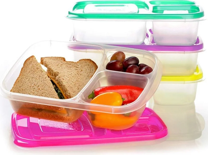 5DM 3 Compartment Lid Packaging Box Practical Food Storage Container - Breakfast