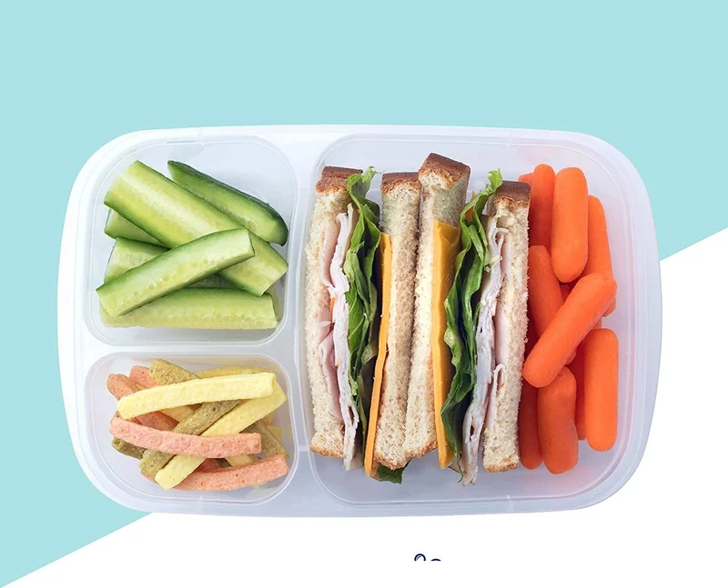 5DM 3 Compartment Lid Packaging Box Practical Food Storage Container - Breakfast