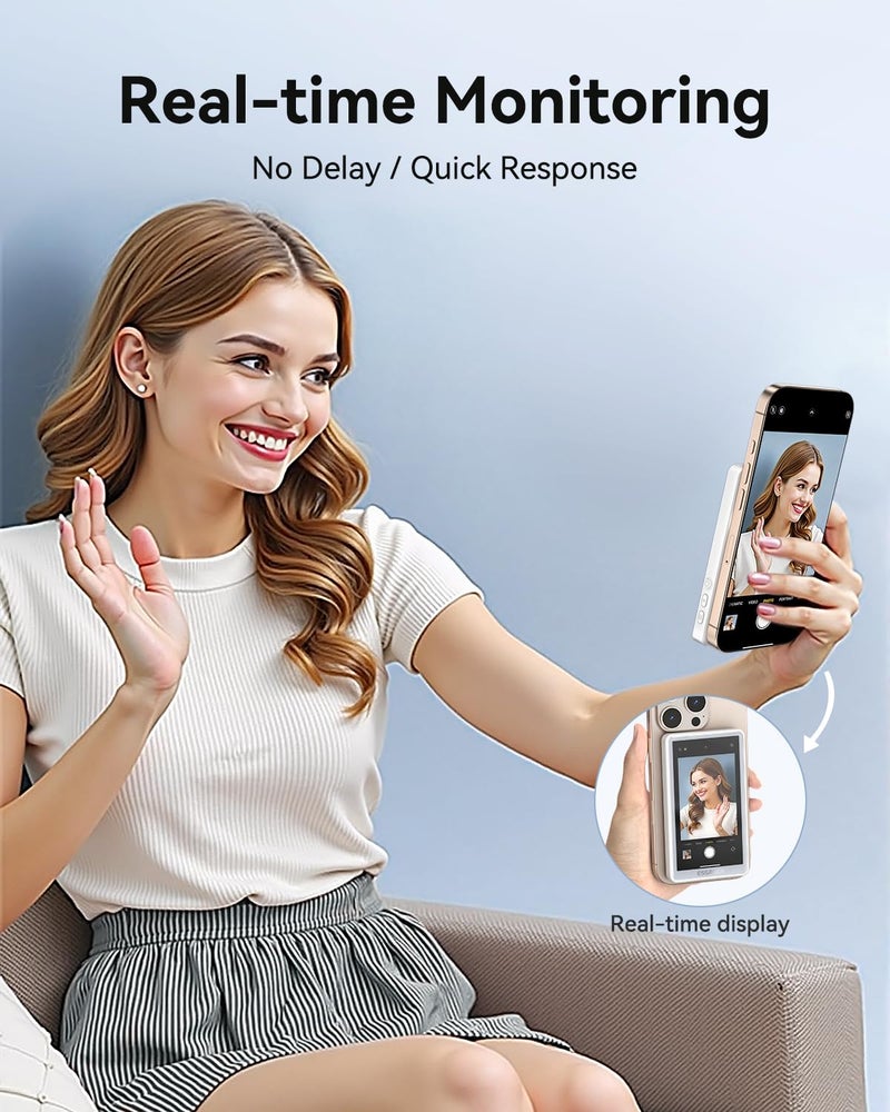 ESSAGER ESSGAER Magnetic Phone Vlog Selfie Monitor Screen, HD Display with Bluetooth Remote for Selfie Vlog Live Stream TikTok Compatible with iPhone & Android - Image 2