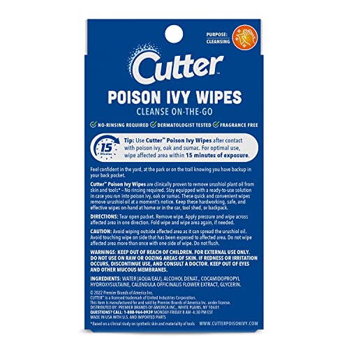 Cutter Poison Ivy Wipes, On-the-Go Cleansing for Poison Ivy, Oak & Sumac, 12 Wipes - Image 2