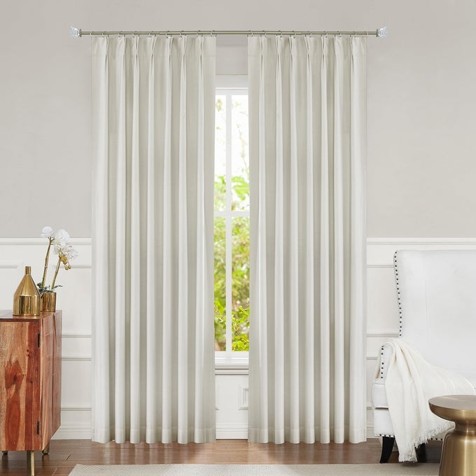 IVORY PINCH PLEATED BLACKOUT CURTAIN PANEL FOR BEDROOM THERMAL INSULATED TRIPLE WEAVE WINDOW TREATMENT ROOM DARKENING DRAPES 95 INCHES LONG WITH 9 HOOKS RING NOT INCLUDE 40X95 2 PANELS