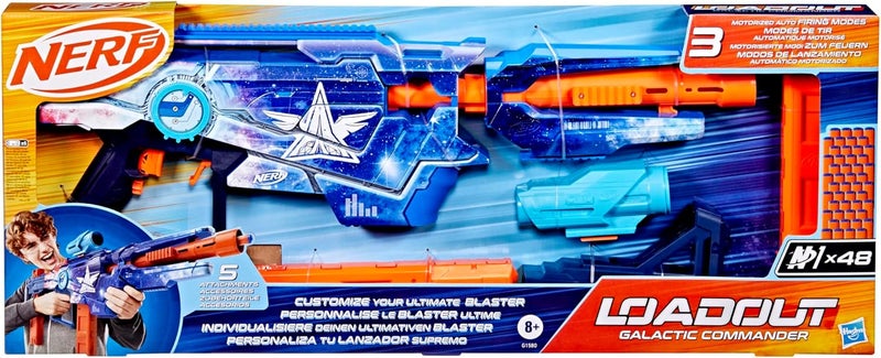 Nerf, Loadout Galactic Commander Motorized Blaster includes 48 Nerf N1 Darts 3 Firing Modes 3 Attachement Accessories for G1580, 8+ Years - Image 1
