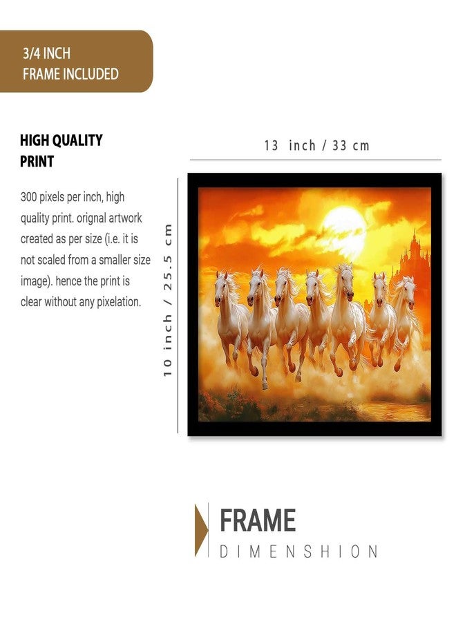 HOTHOUSE 7 Running Horses Vastu Framed Wall Art | White Horses with Rising Sun | Wall Painting for Home, Office & Living Room Décor - Image 2
