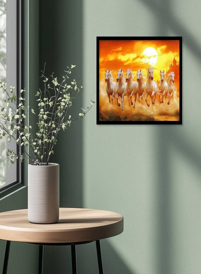 HOTHOUSE 7 Running Horses Vastu Framed Wall Art | White Horses with Rising Sun | Wall Painting for Home, Office & Living Room Décor - Image 5