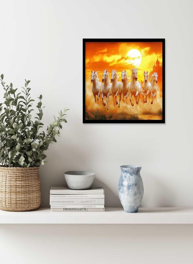 HOTHOUSE 7 Running Horses Vastu Framed Wall Art | White Horses with Rising Sun | Wall Painting for Home, Office & Living Room Décor - Image 4