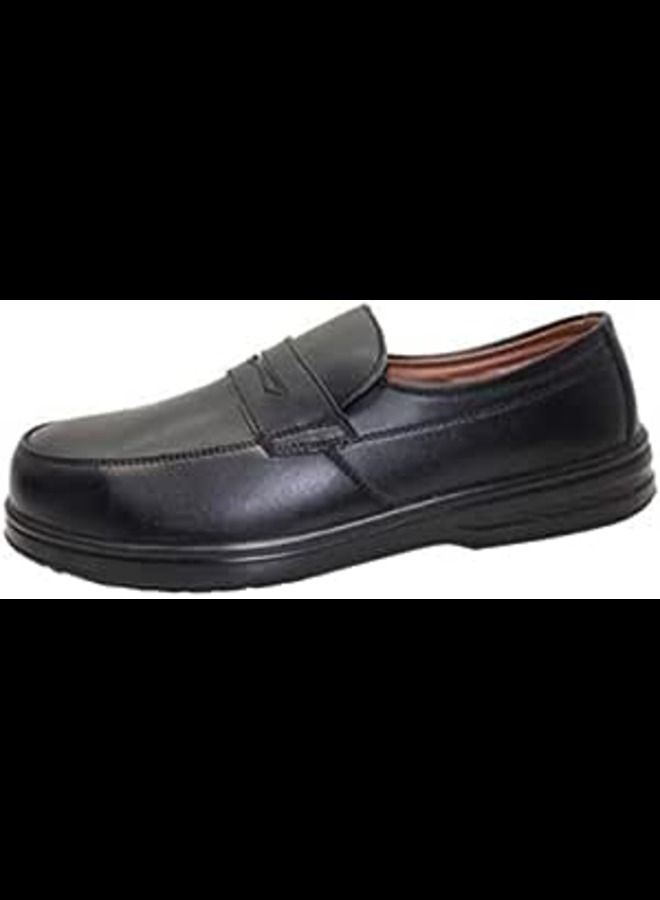 ABBASALI Men Black Leather Safety Shoes Mesh Breathable Lightweight Comfortable - Image 2