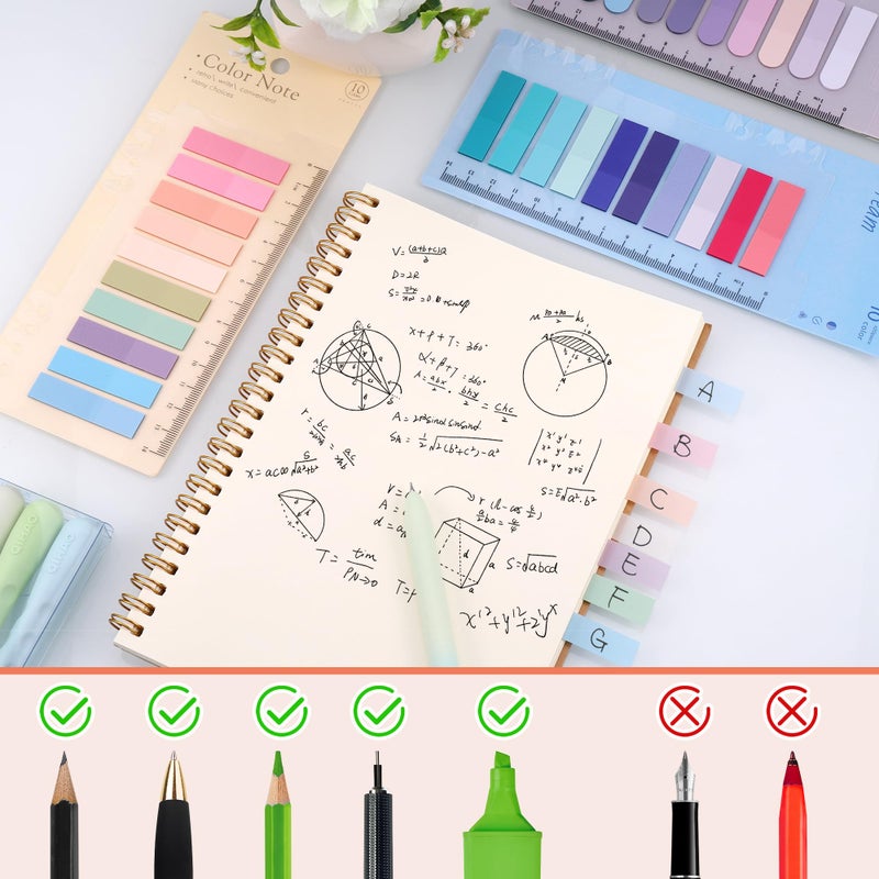 JIANTA Book Tabs for Annotating, 2000Pcs Sticky Tabs with Ruler, Transparent Sticky Notes for Binders, Page Markers for Notebooks, Multi-Colored Writable and Repositionable Book Flags Strip Index Tabs - Image 4