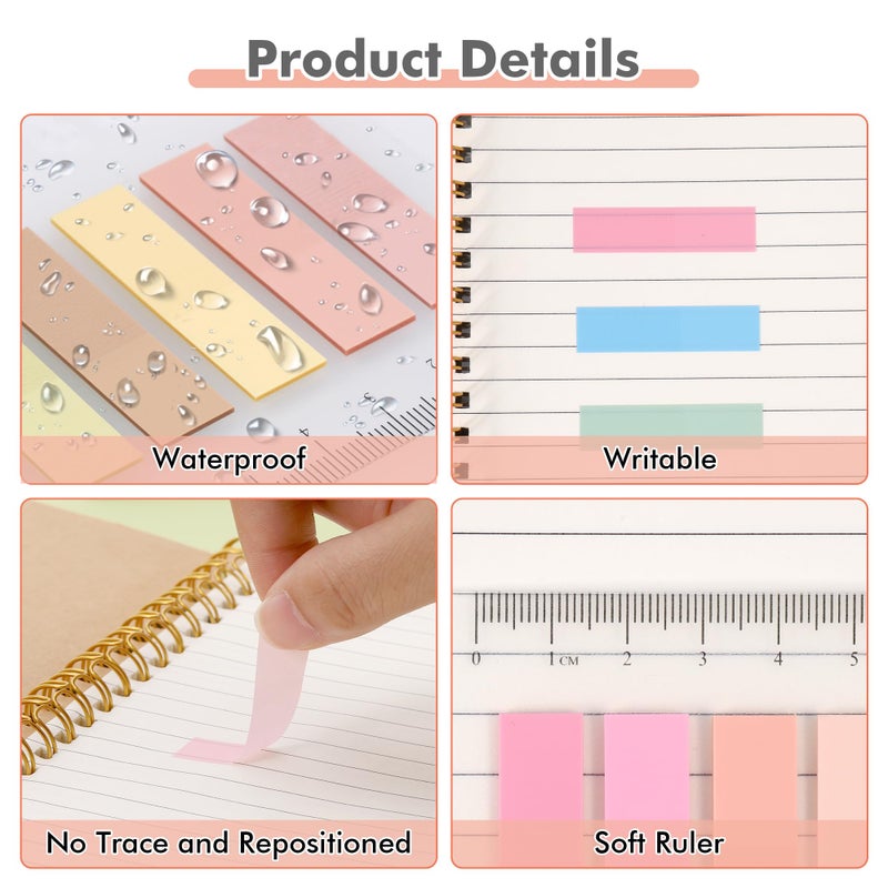 JIANTA Book Tabs for Annotating, 2000Pcs Sticky Tabs with Ruler, Transparent Sticky Notes for Binders, Page Markers for Notebooks, Multi-Colored Writable and Repositionable Book Flags Strip Index Tabs - Image 3