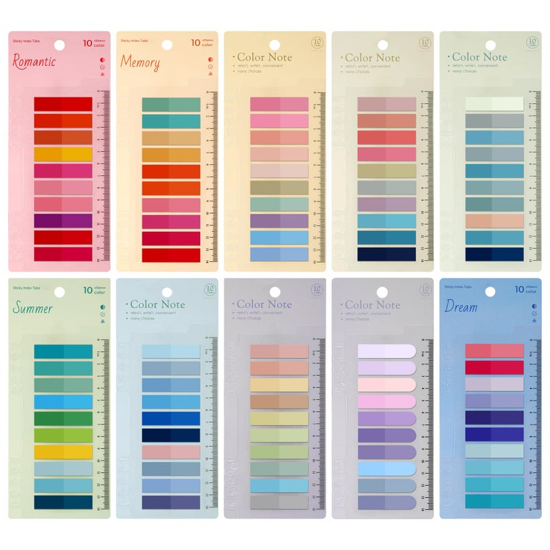 JIANTA Book Tabs for Annotating, 2000Pcs Sticky Tabs with Ruler, Transparent Sticky Notes for Binders, Page Markers for Notebooks, Multi-Colored Writable and Repositionable Book Flags Strip Index Tabs - Image 1