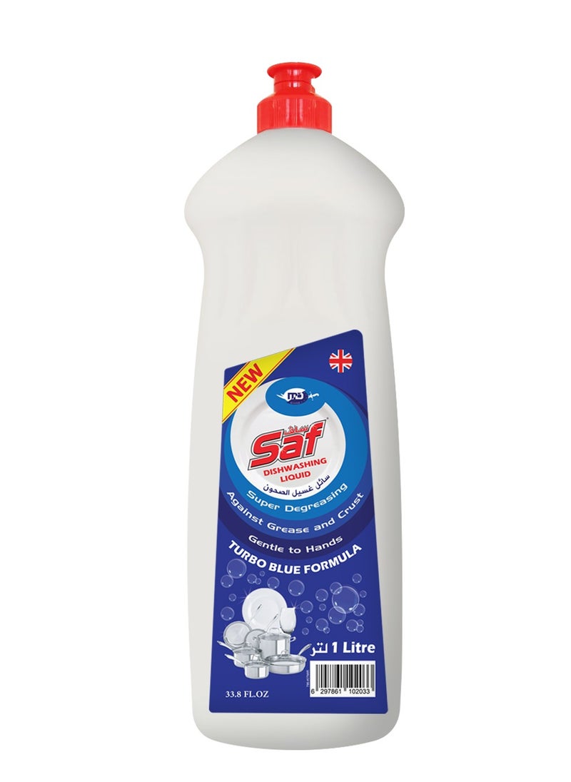 SAF SAF Dishwash Liquid 1L - Lime & Blue Citrus| Powerful Grease Removal.  - Image 1