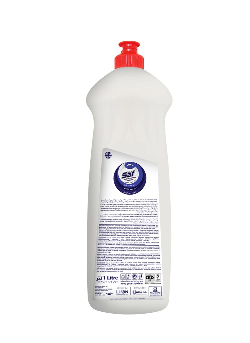 SAF SAF Dishwash Liquid 1L - Lime & Blue Citrus| Powerful Grease Removal.  - Image 2