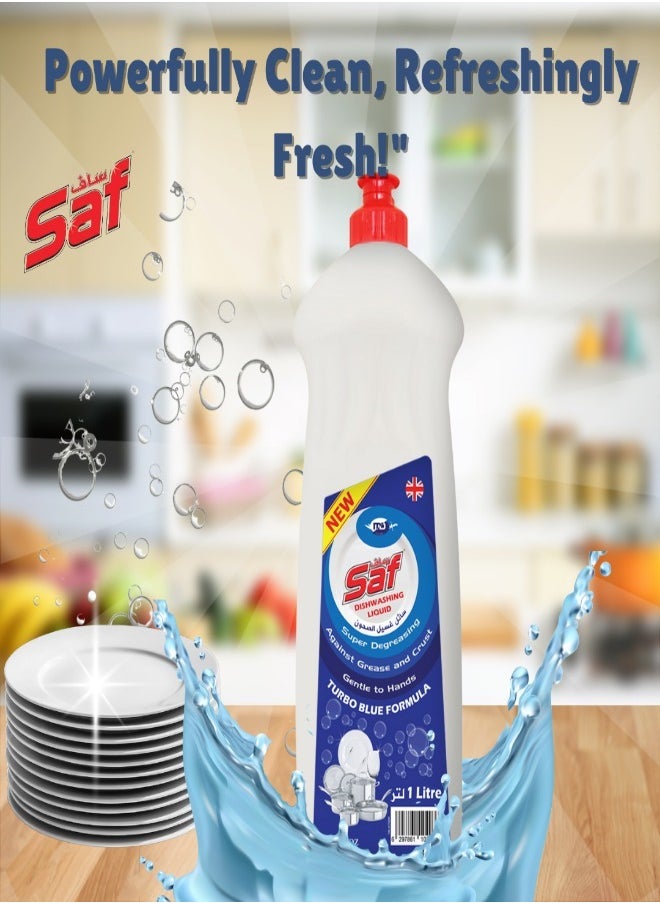 SAF SAF Dishwash Liquid 1L - Lime & Blue Citrus| Powerful Grease Removal.  - Image 3