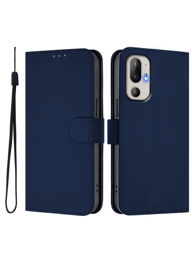 S-TOP Case For HTC U24 Pro Skin Feel Solid Color Leather Phone Case with Lanyard - Image 2