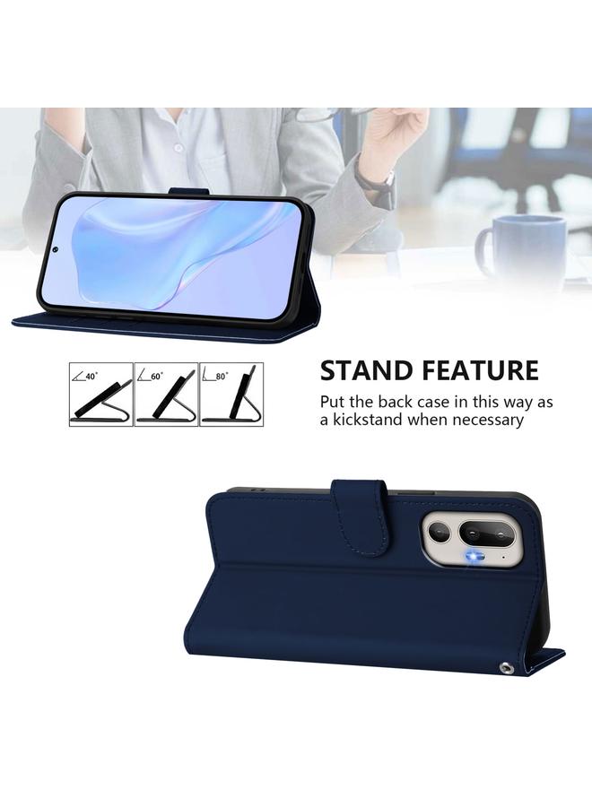 S-TOP Case For HTC U24 Pro Skin Feel Solid Color Leather Phone Case with Lanyard - Image 3
