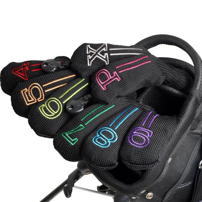 mytag Knit Golf Hybrid Iron Head Covers 4-9 and 2pcs Hybrid/UT Club Head Covers with Rotatable No.Tag, Golf Club Head Protector for Cleveland, Wilson Launch Pad, Tour Edge, Powerbilt Hybrid Irons - Image 1
